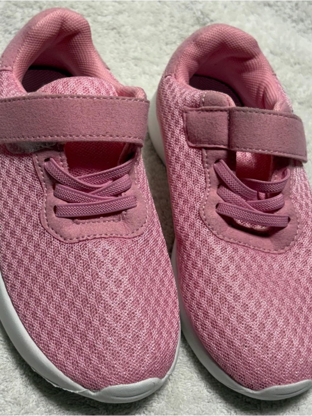 Kids Lightweight Pink Mesh Sneakers with Hook-and-Loop Strap